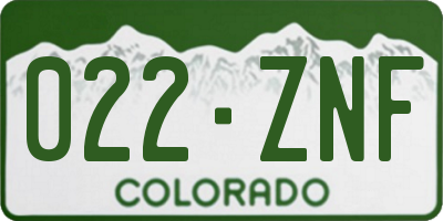 CO license plate 022ZNF