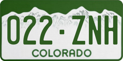 CO license plate 022ZNH