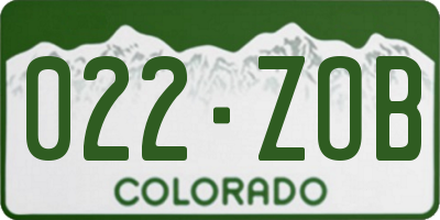 CO license plate 022ZOB