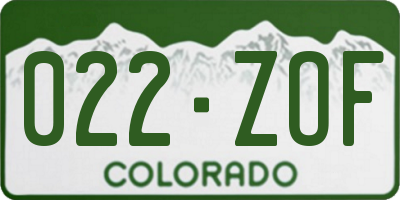CO license plate 022ZOF