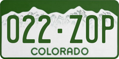 CO license plate 022ZOP