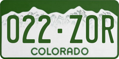 CO license plate 022ZOR