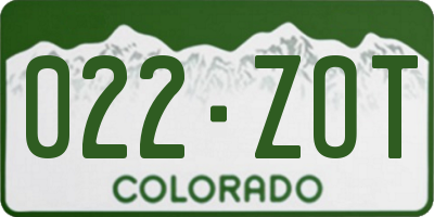 CO license plate 022ZOT