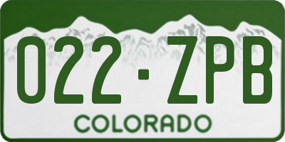 CO license plate 022ZPB