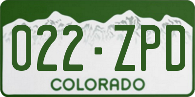 CO license plate 022ZPD