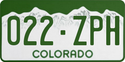 CO license plate 022ZPH
