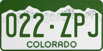 CO license plate 022ZPJ