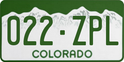 CO license plate 022ZPL