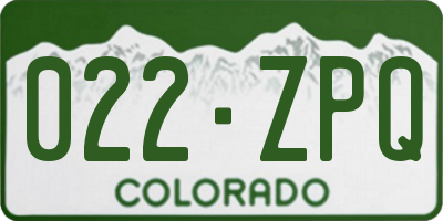 CO license plate 022ZPQ