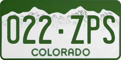 CO license plate 022ZPS