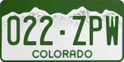 CO license plate 022ZPW