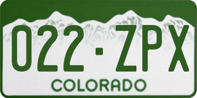 CO license plate 022ZPX