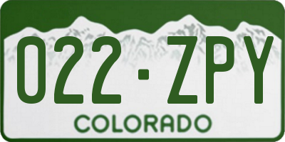 CO license plate 022ZPY