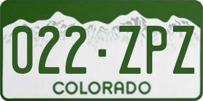 CO license plate 022ZPZ