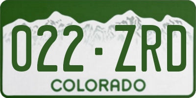 CO license plate 022ZRD