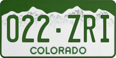 CO license plate 022ZRI