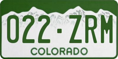 CO license plate 022ZRM