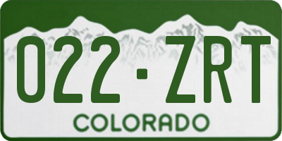 CO license plate 022ZRT