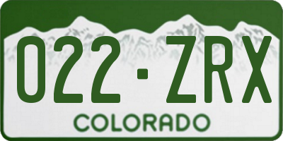 CO license plate 022ZRX