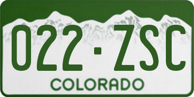 CO license plate 022ZSC