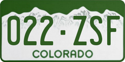 CO license plate 022ZSF