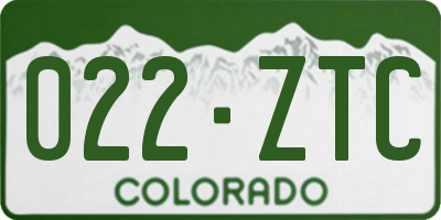 CO license plate 022ZTC