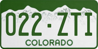 CO license plate 022ZTI