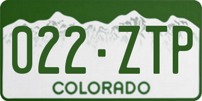 CO license plate 022ZTP