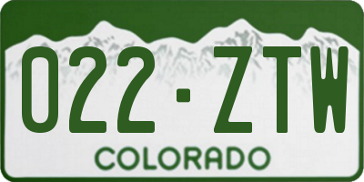 CO license plate 022ZTW