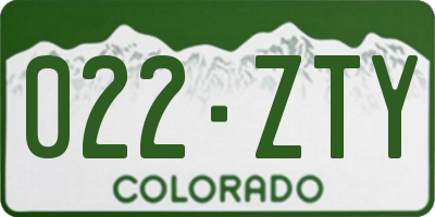 CO license plate 022ZTY