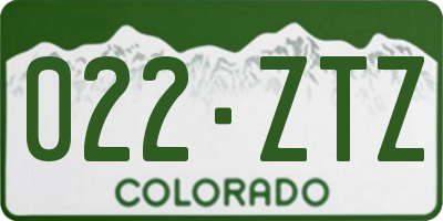 CO license plate 022ZTZ