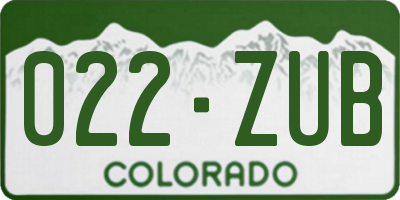 CO license plate 022ZUB