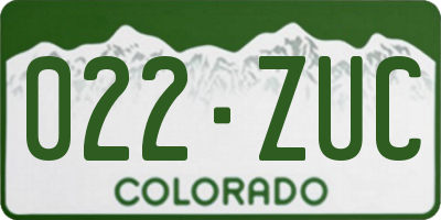 CO license plate 022ZUC