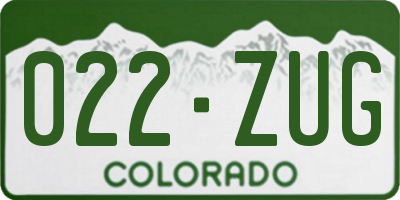 CO license plate 022ZUG