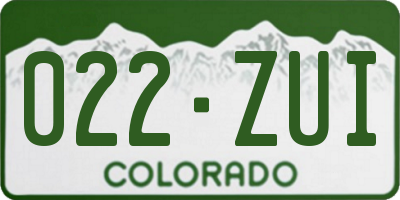 CO license plate 022ZUI