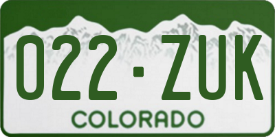 CO license plate 022ZUK