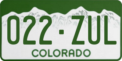 CO license plate 022ZUL