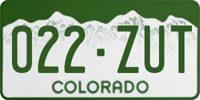 CO license plate 022ZUT