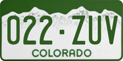 CO license plate 022ZUV