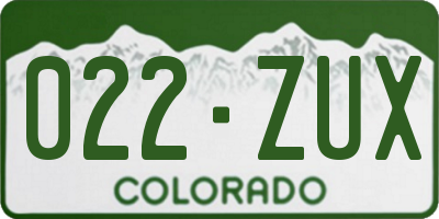 CO license plate 022ZUX
