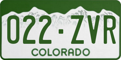 CO license plate 022ZVR