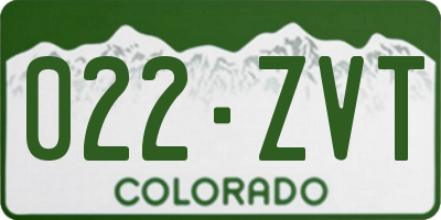 CO license plate 022ZVT