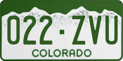 CO license plate 022ZVU