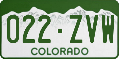 CO license plate 022ZVW