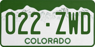 CO license plate 022ZWD
