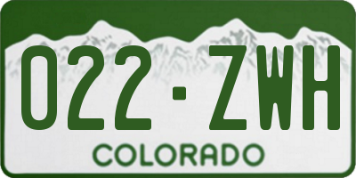 CO license plate 022ZWH