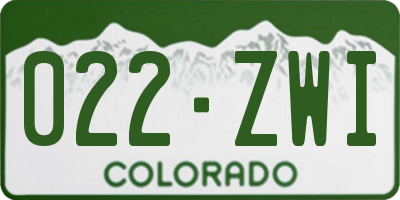 CO license plate 022ZWI