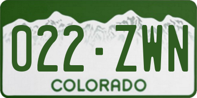 CO license plate 022ZWN