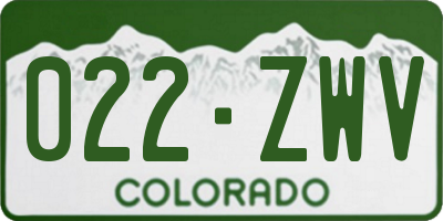 CO license plate 022ZWV