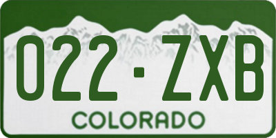 CO license plate 022ZXB